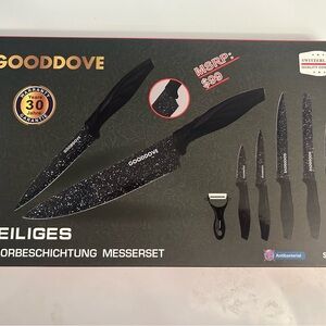 GOODDOVE Black Speckled 6-Piece Knife Set